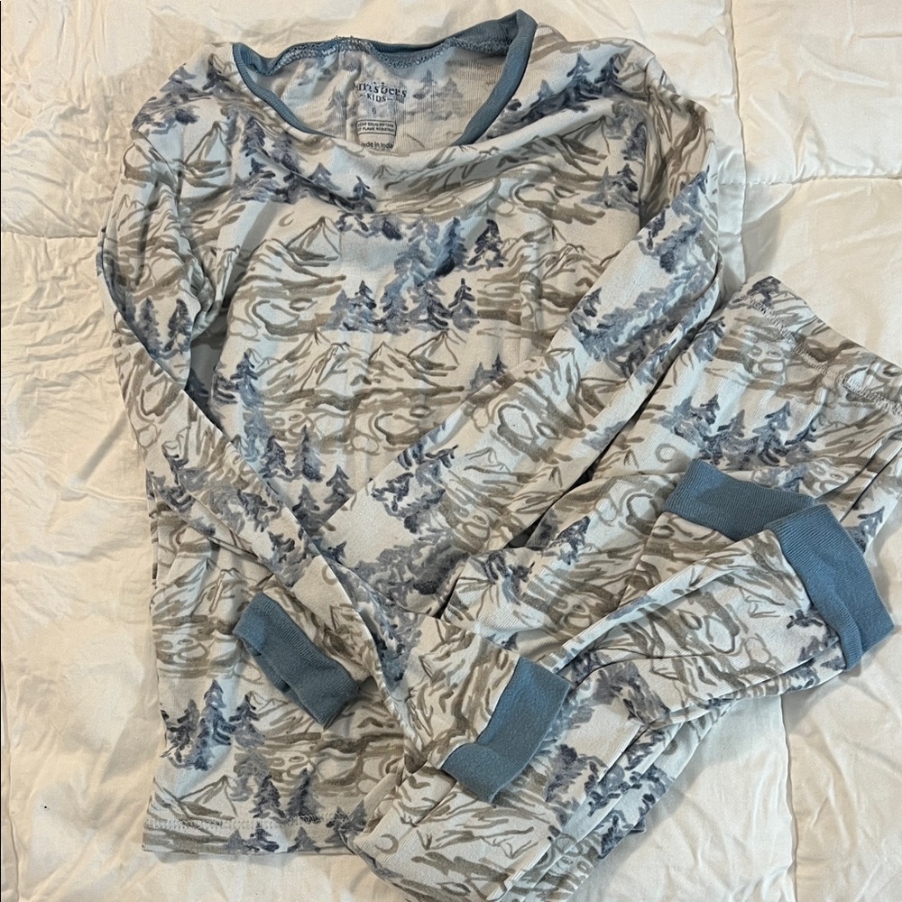 Burt's Bees Blue and Gray Kids Pajama Set